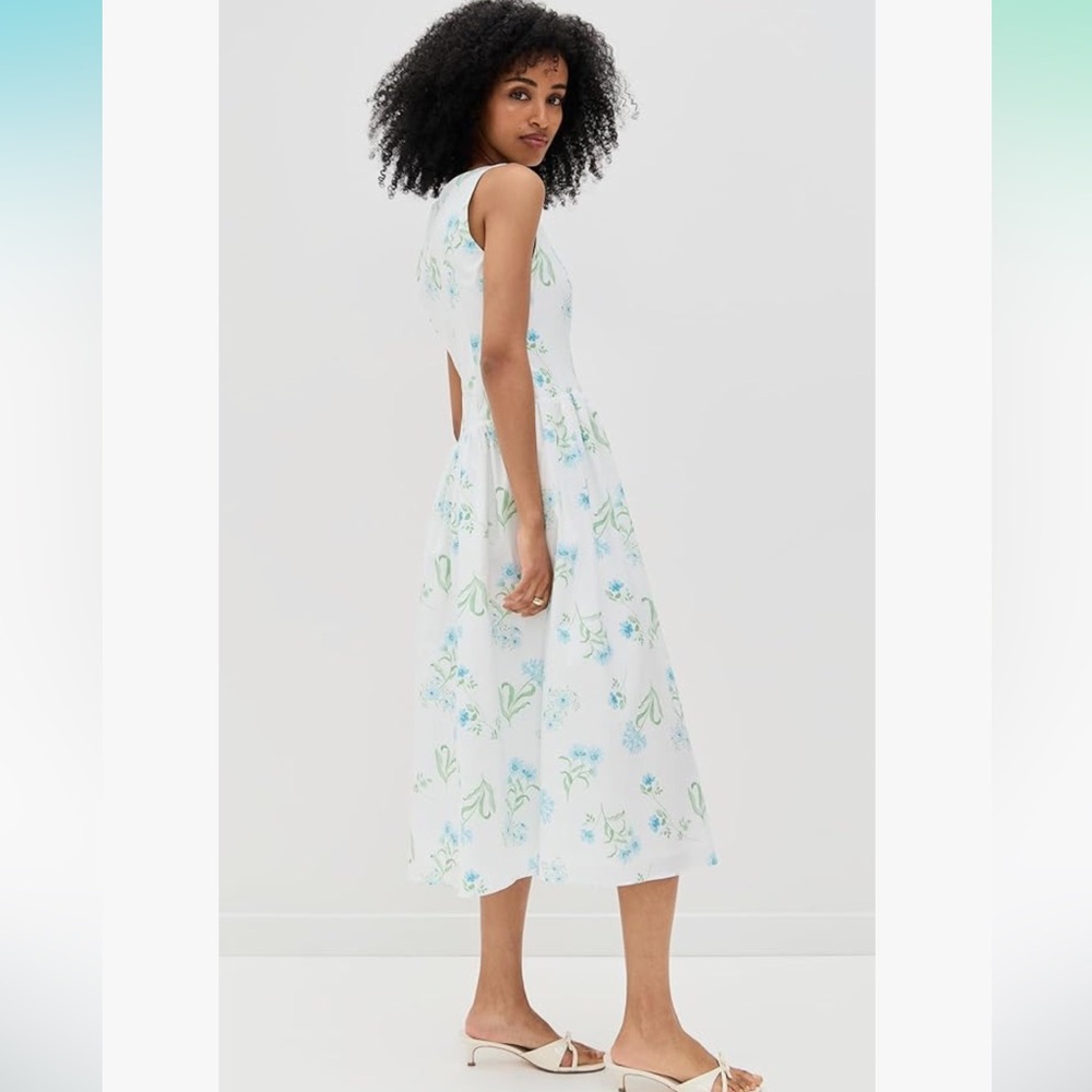 WAYF drop waist seashell print Midi Dress - Picture 6 of 13